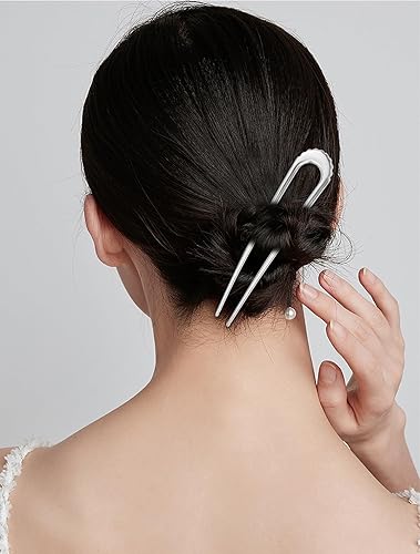 Miniatura 4 de 4 pinzas de pelo francesas de 4.7 pulgadas, grandes en forma de U, 2 puntas, para moño, pinzas de metal vintage, accesorios para cabello largo y