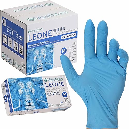 Guantes de nitrilo Leone para examen de grado dental 4.0G, textura sin látex, guantes de grado profesional