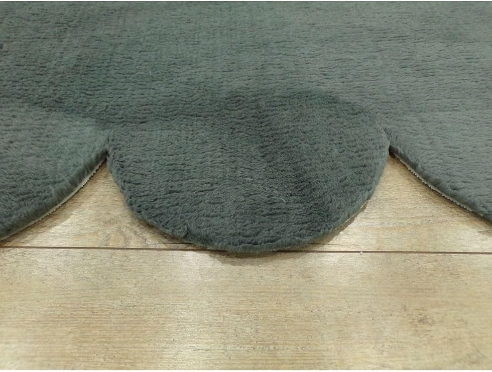 Rachel Carpet 3'lü Set Kaymaz Taban Banyo Paspası Halısı 50x50 (Yuvarlak Papatya)-50x60(Lazer)-60x100 (Lazer), Koyu Gri