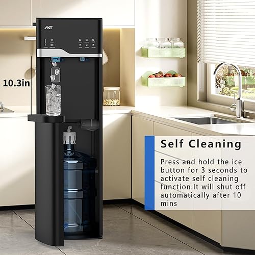 Miniatura 4 de IKT Dispensador de enfriador de agua con carga inferior autolimpiante, máquina de hielo integrada para botella de 5 galones, capacidad diaria, 22