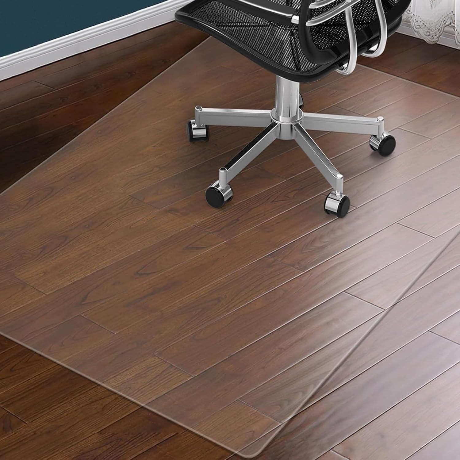 Floor Frosted Office Mat,55x60 inchs / 140x153 cm Heavy Duty Floor Runner/Protector for Dining Room, Non-Slip Hard Floor Living Room Rug PVC Waterproof Rolling Chair Protector for Kitchen Bedroom