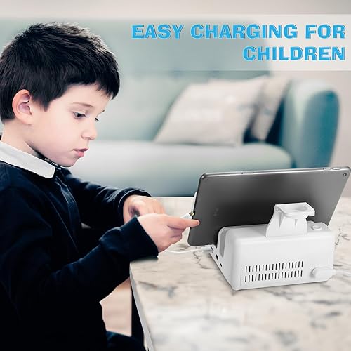 Miniatura 4 de Estación de carga de 150 Ww 2 USB-C y 4 USB de carga rápida, asientos de carga inalámbrica para un móvil y 2 AirpodsBuds, compatible con iPhones,