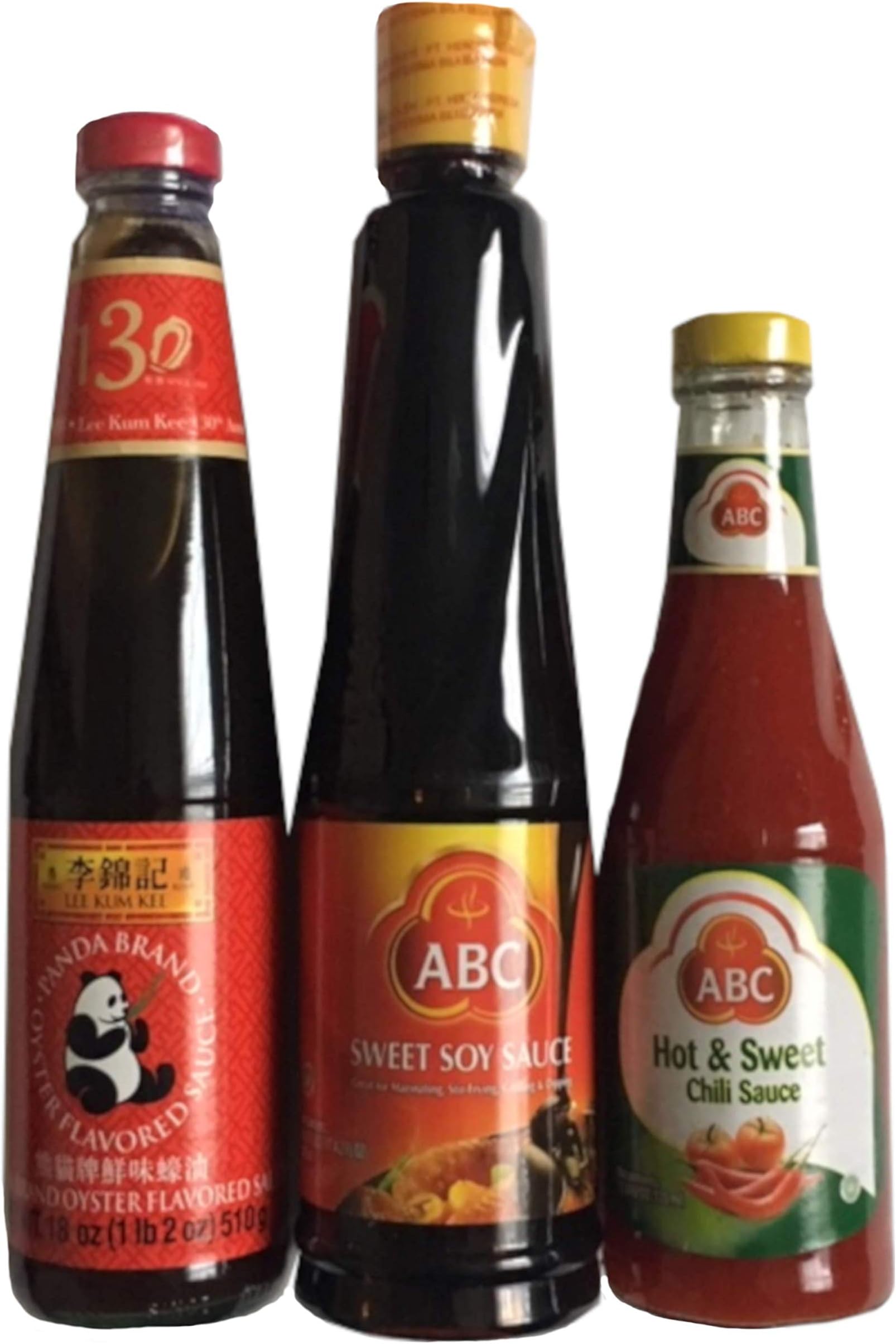 Asian Sauces (ABC Sweet Soy Sauce, ABC Hot & Sweet Chili Sauce and Lee Kum Kee Oyster Sauce Bundle)