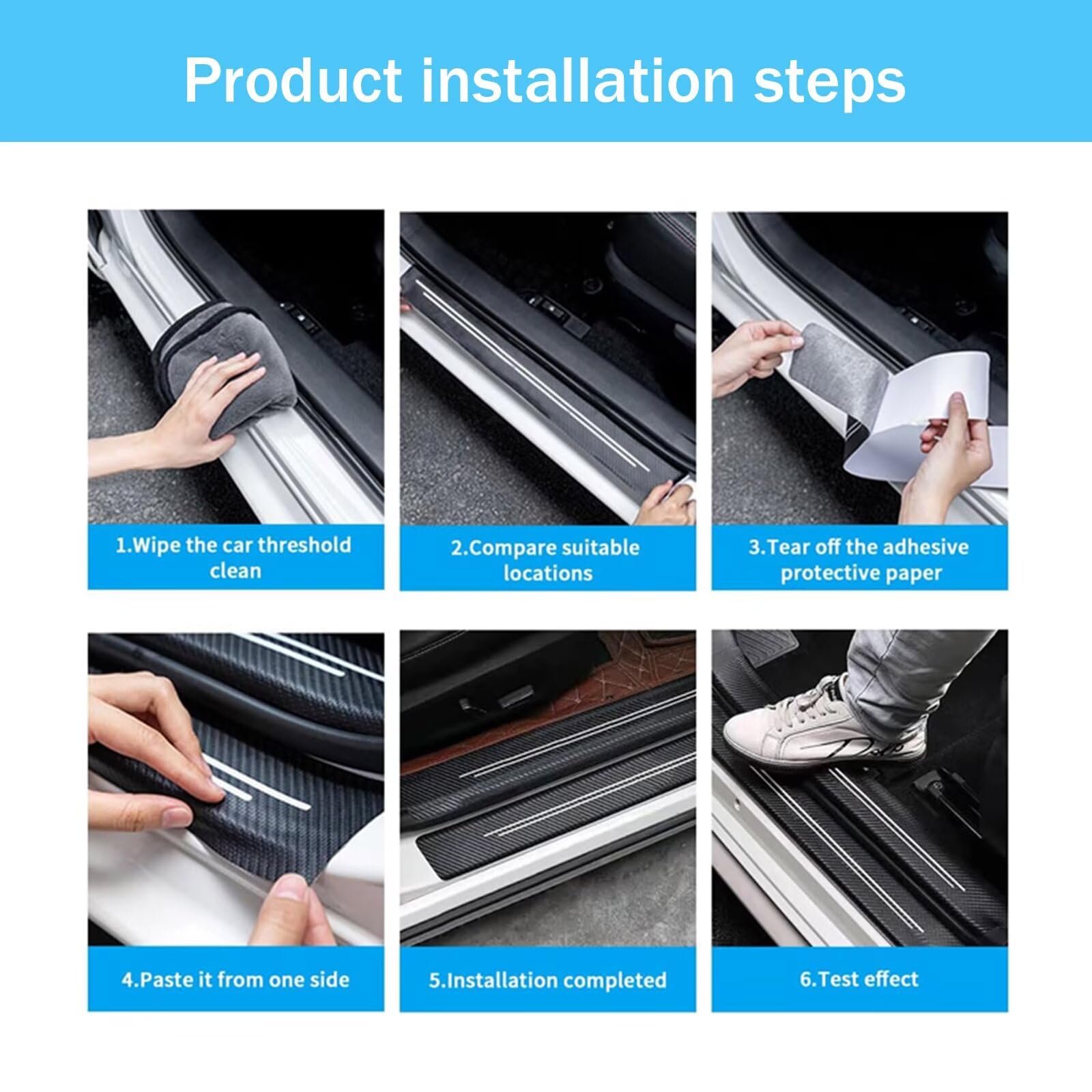 4 Pezzi Car Battitacco Adesivi Soglie Antiscivolo,Battitacco Auto Personalizzato Compatibile con JEEP Renegade Battitacco Auto Guardia Porta Soglia Anti-Graffio