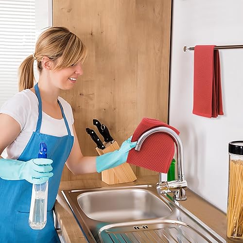 Miniatura 5 de Kitinjoy - Paños de cocina de 100 % algodón, tela de tejido gofrado, paño de limpieza ultrasuave, absorbente y de secado rápido.