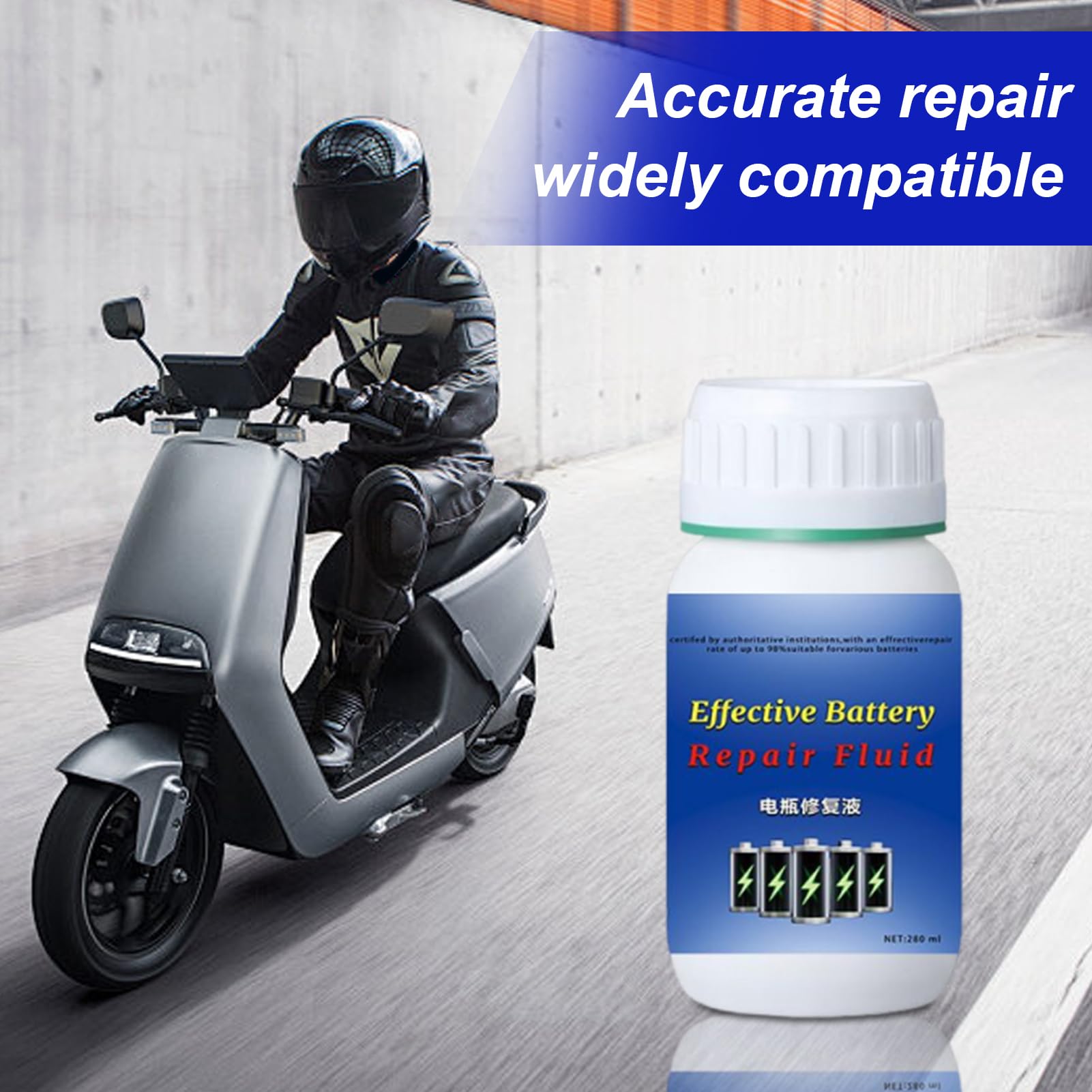 Liquido Ripristino Batteria 280 ml Additivo Ricarica per Moto Carrelli Golf Camion Barche