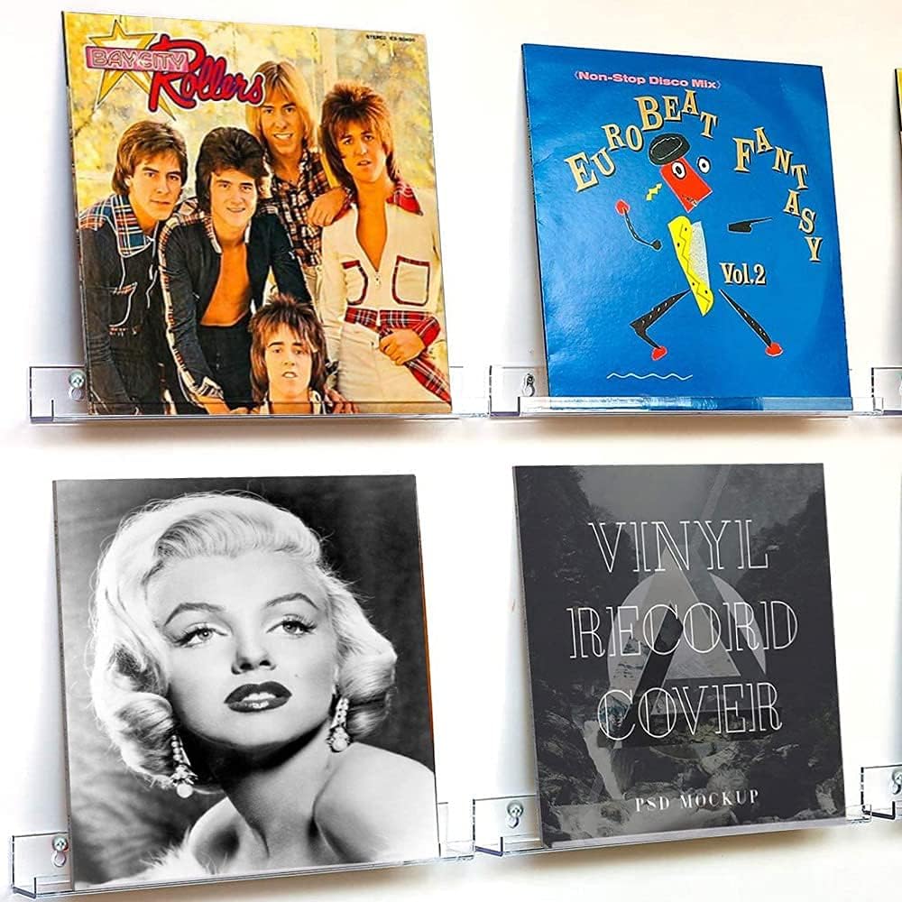 4 Pack Vinyl Records Wall Mount Display Acrylic Record