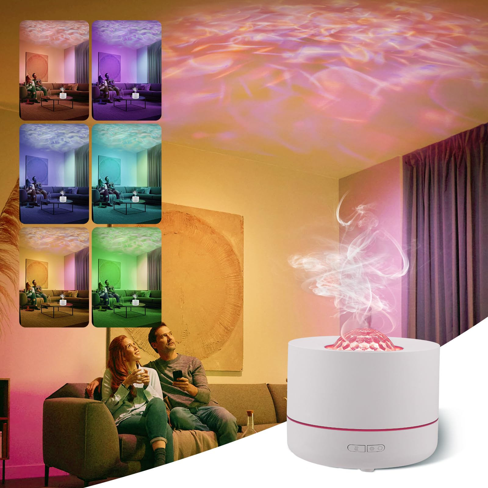Humidificador de bebé con niebla fría para dormitorio, silencioso, con luz nocturna y proyector estrella, 500 ml, humidificador pequeño para el hogar, niños, niñas