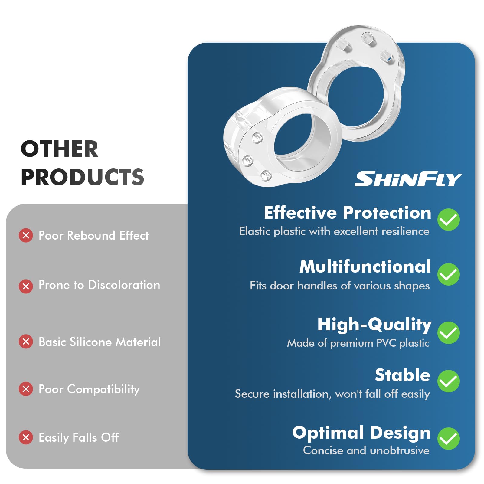 Butoir De Porte Transparent, Tampons De Poignée De Porte, Set De 12 Protection De Poignee De Porte Montee Pour Eviter Les Dommages Simple Et Rapide