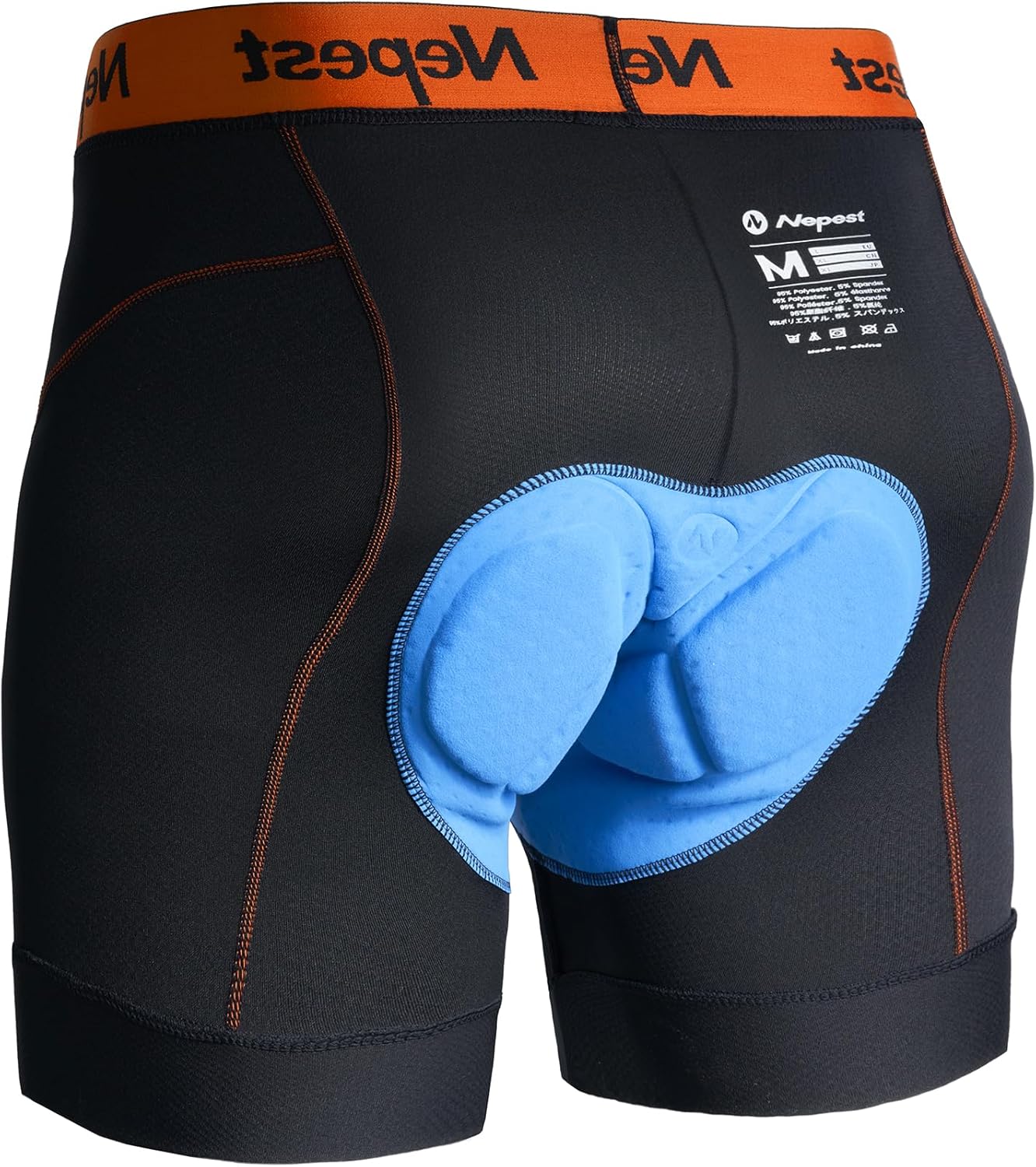 Nepest Mens Cycling Underwear 4D Padded Bike Shorts MTB Liner Mountain Bicycle Tights for Riding