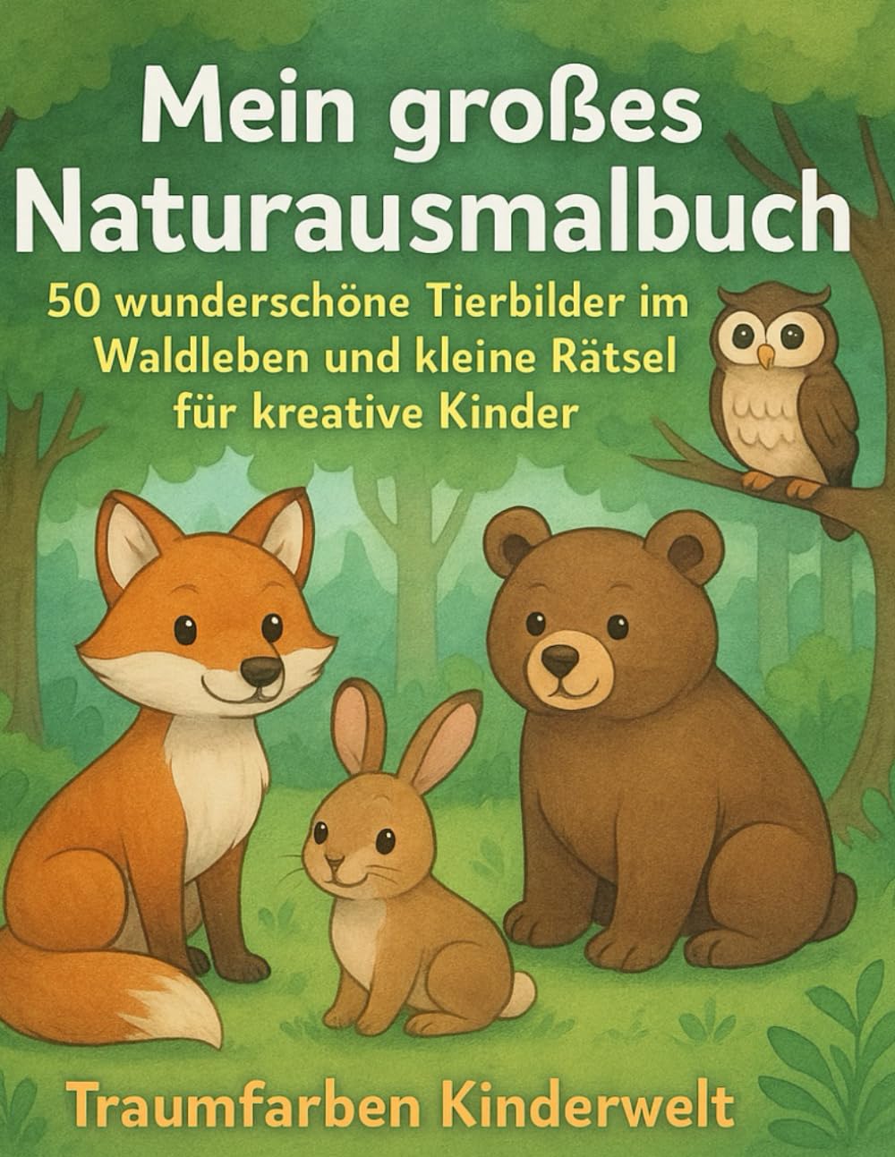 Mein großes Naturausmalbuch: 50 wunderschöne Tierbilder im Waldleben und kleine Rätsel für kreative Kinder (Traumfarben Kinderwelt – Die Zauberhafte Malbuch-Serie)