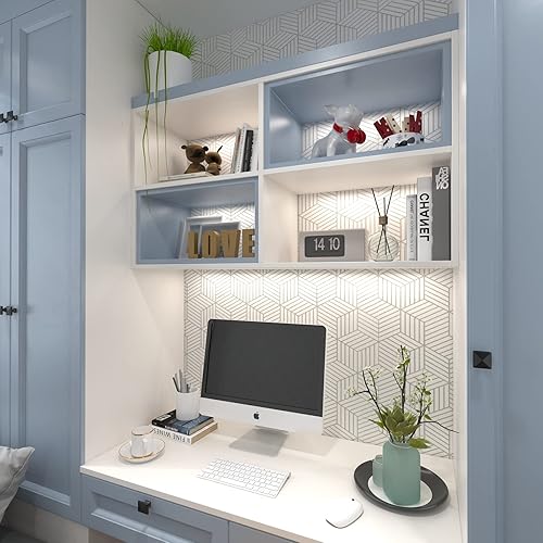 Miniatura 3 de Papel tapiz blanco y plateado para despegar y pegar, papel de contacto blanco de 17.7 x 118 pulgadas, papel tapiz de rayas plateadas, autoadhesivo,