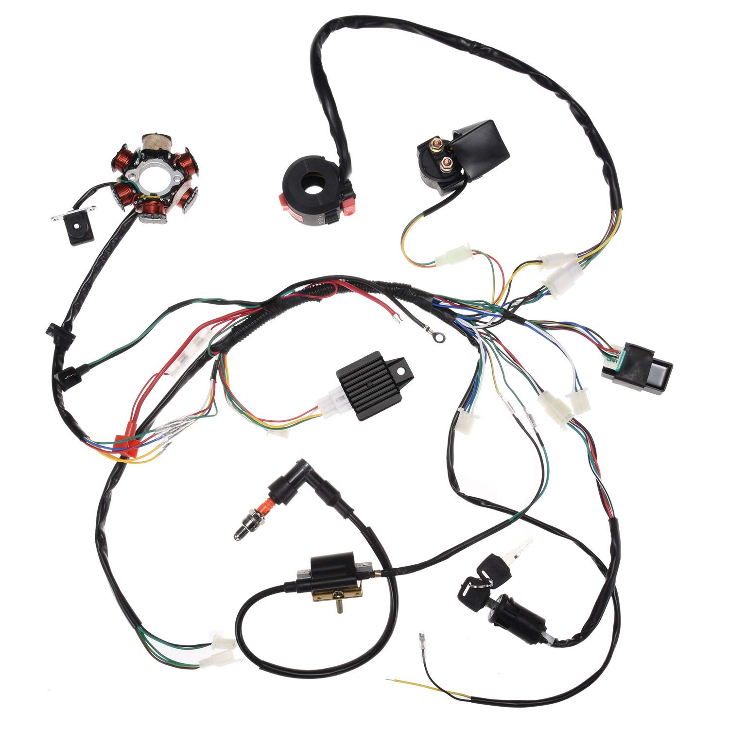 Impianto elettrico completo Bobina statore Cablaggio CDI Cablaggio candela Quad Set cablaggio Quad Bike Buggy Go Kart ATV QUAD 50/70/90/110CC