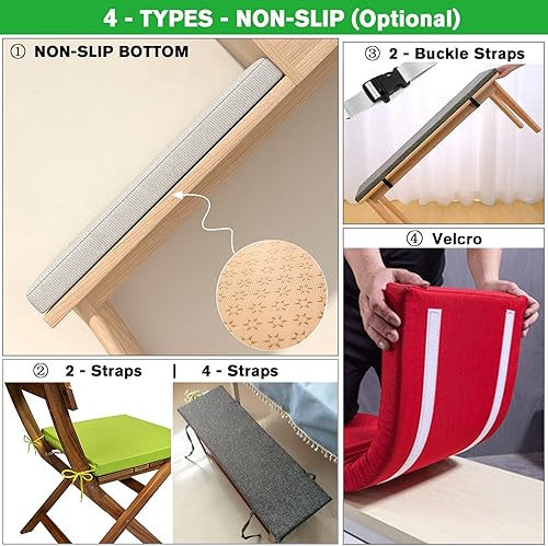 Miniatura 7 de JBlWSGT Cojín de tamaño personalizado para banco, cojín de asiento de muebles de patio interior, cojines de banco personalizados, almohadilla