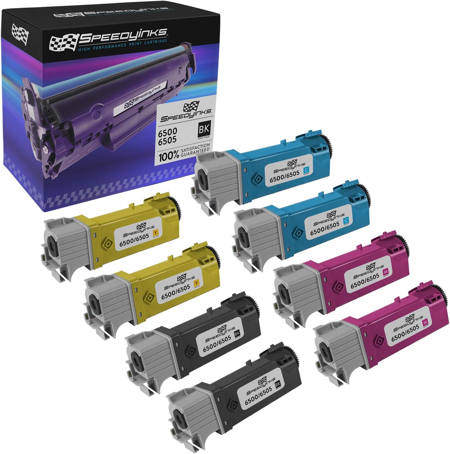 Speedy Inks Compatible Toner Cartridge Replacements for Xerox Phaser 6500 & WorkCentre 6505 (2 Black, 2 Cyan, 2 Magenta, 2 Yellow, 8-Pack)