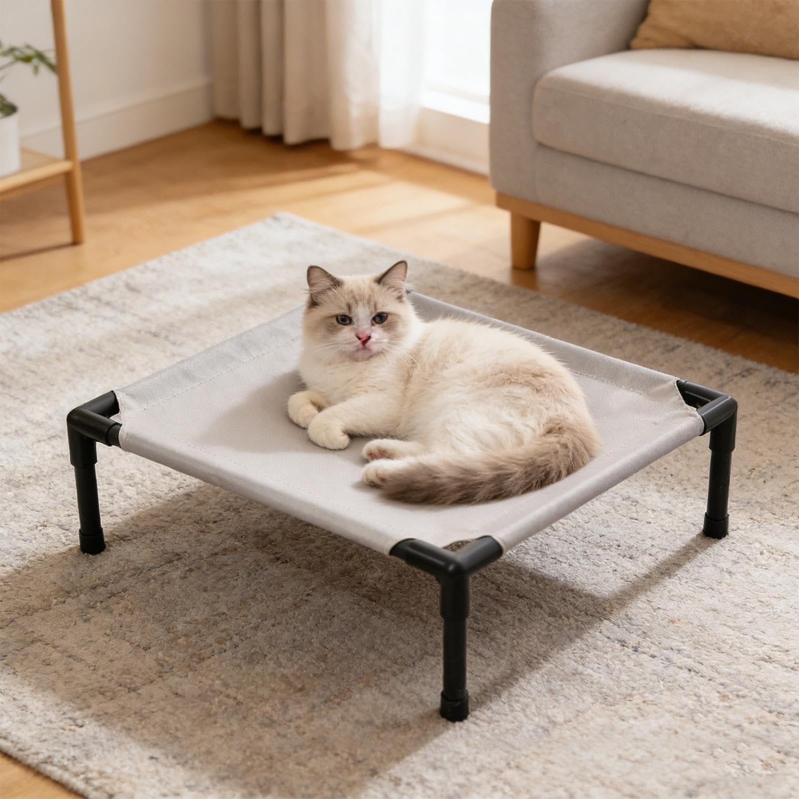 Cama Elevada para Mascotas con Base Elevada Tejido Transpirable Diseño Portátil Y Fácil de Limpiar Recomendada para El de Gatos Y Perros