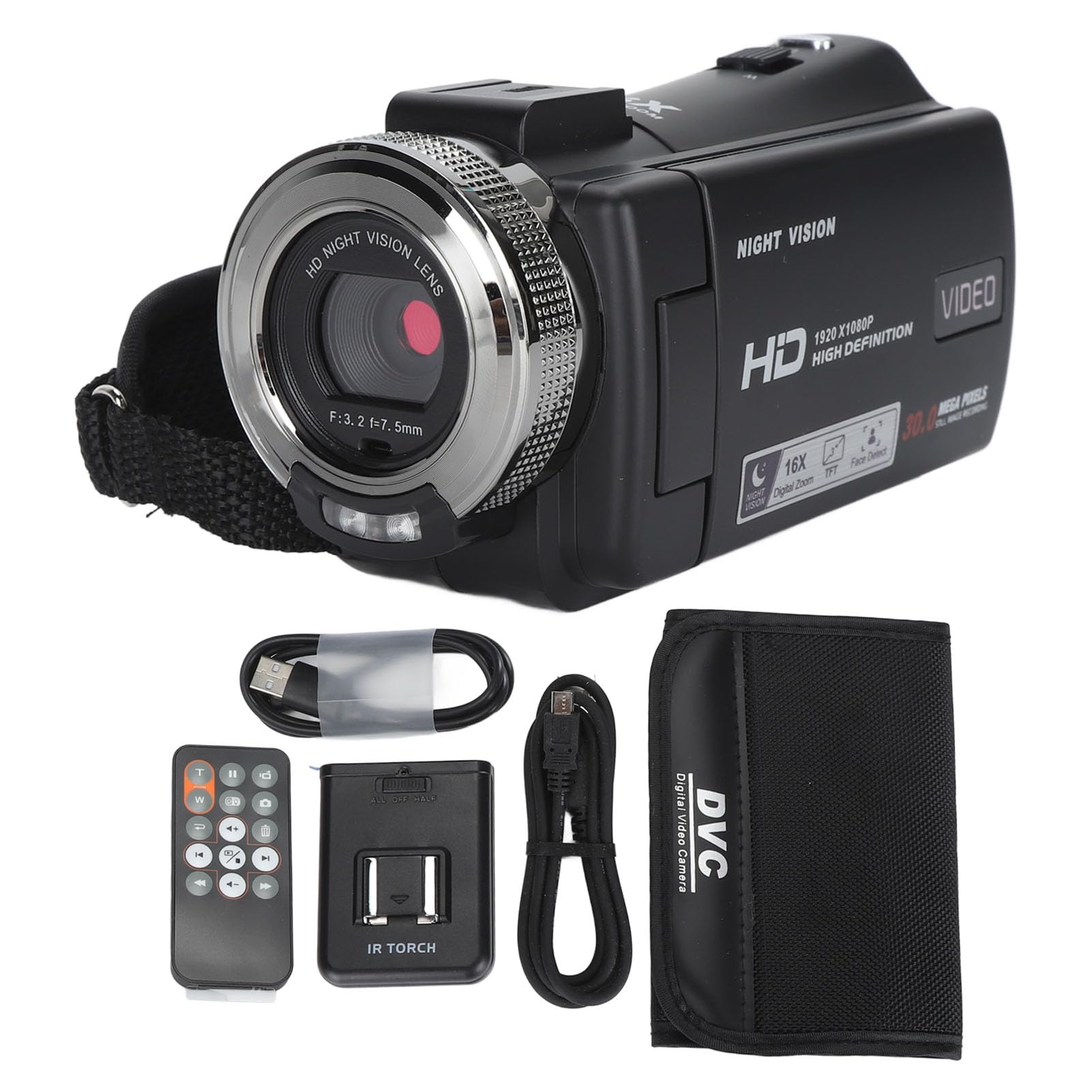 Caméscope Portable Full HD 16X - Écran Rotatif 270° - Zoom Numérique - Vision Nocturne - Prise UE/US - Rouge