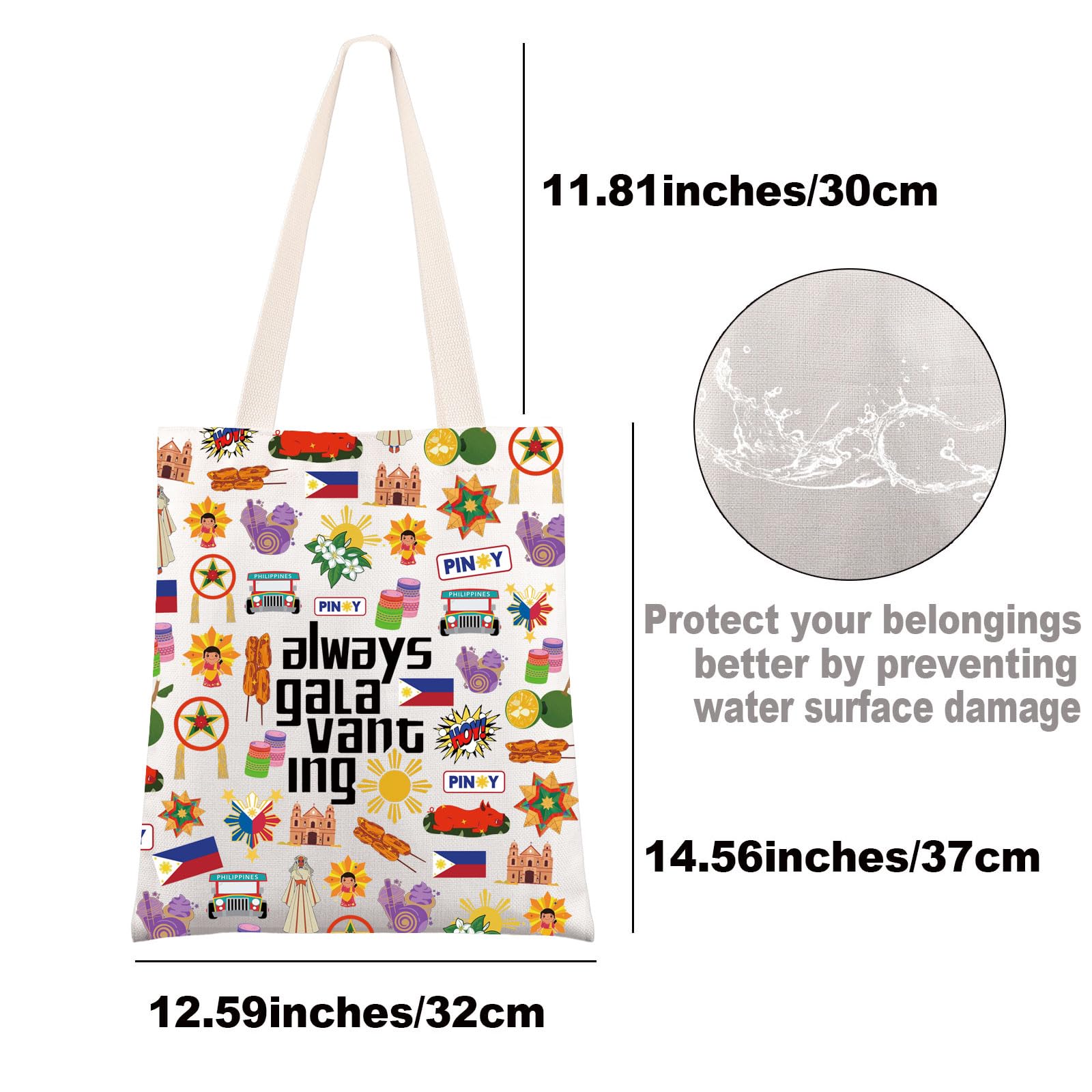 G2TUP Filipino Tote Bag Philippines Travel Bag Philippines Souvenir Gifts Filipinos Shoulder Bag Always Galavanting Gift
