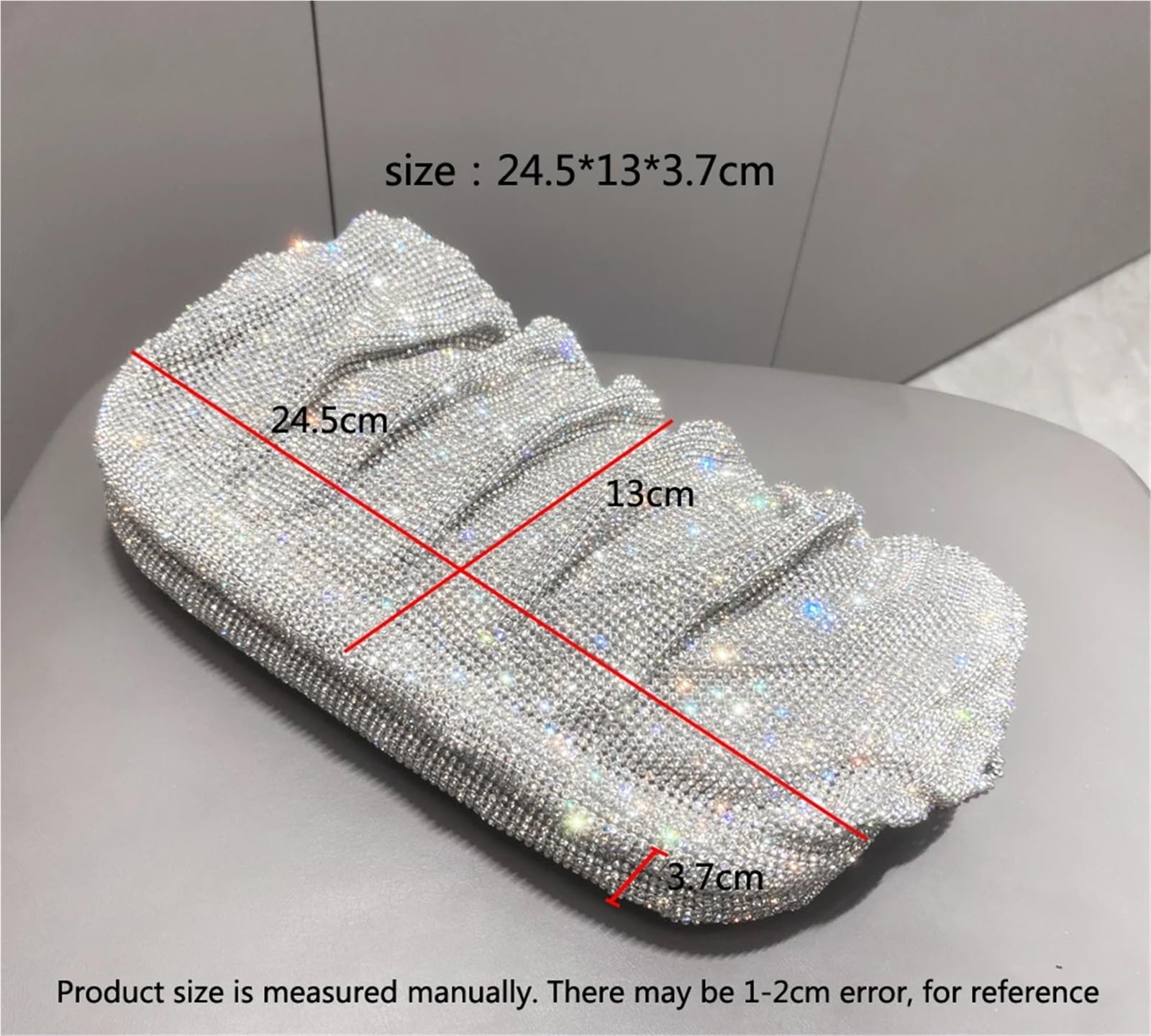 FJOADNVM Strasssteinen Tasche Funkelnde Strass-Handgemachte Abendkupplung Faltbare Handtasche Designer Hochzeitsfeier(Sky Blue)