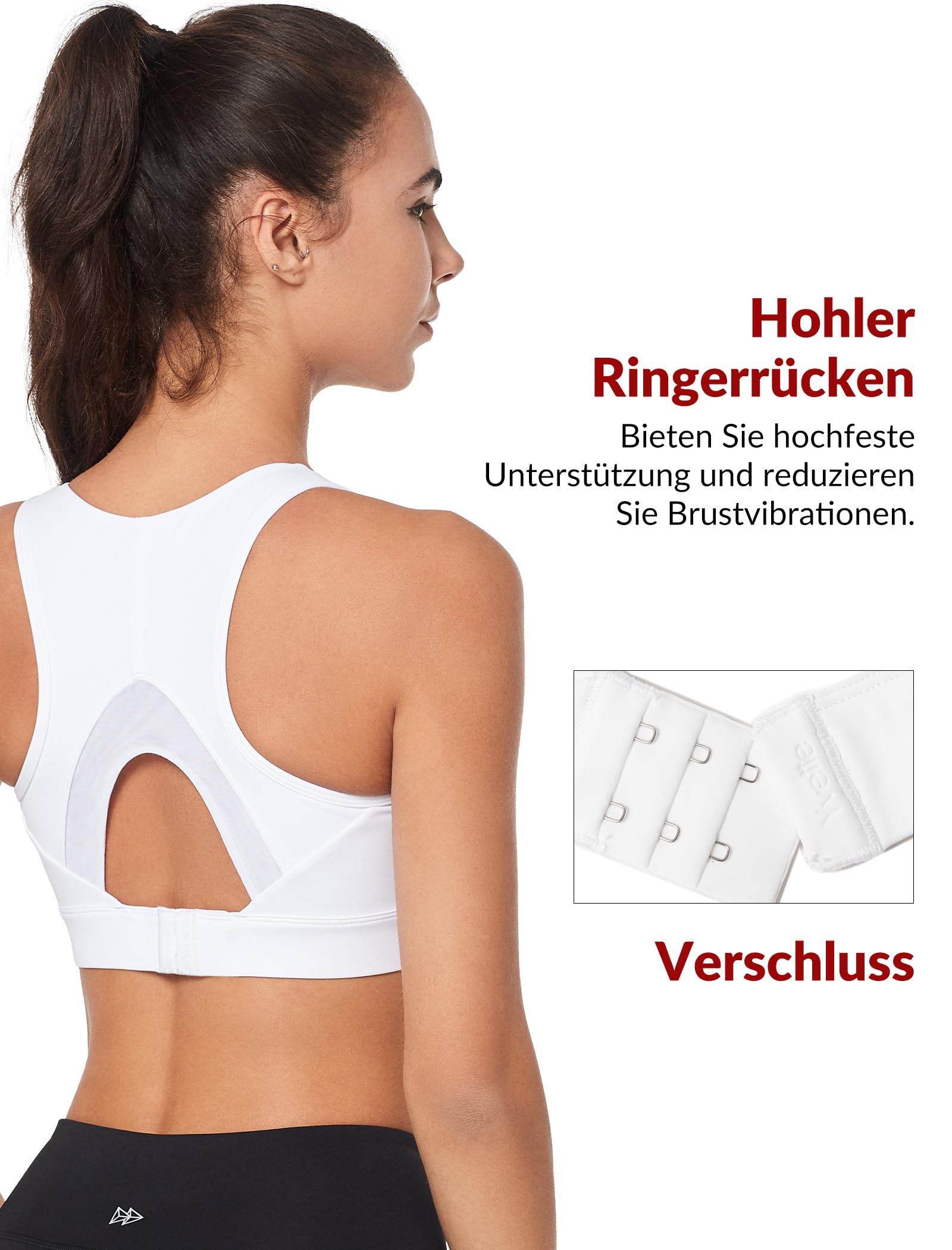 Yvette Soutien Gorge de Sport pour Femme Maintien Solide avec Crochet et Crochet de Fermeture Grandes Tailles Course à Pied Fitness | Classique, encolure en maille, sans armatures, jogging, équitation, yoga