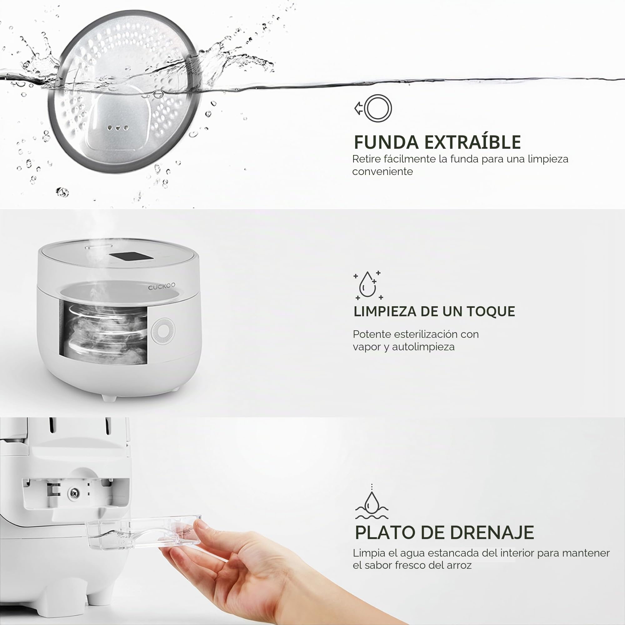 CUCKOO CR-0675FW Arrocera Micom de 6 tazas (sin cocinar) y 12 tazas (cocinada) con olla interior antiadherente, 13 modos de menú, visualización LCD, tecnología lógica difusa, limpieza automática