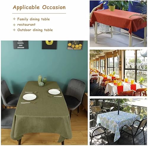 Miniatura 7 de Mantel rectangular resistente a las arrugas, impermeable, de lino, texturizado, para comedor, fiestas, cocina, boda (verde musgo, 55 x 95 pulgadas)