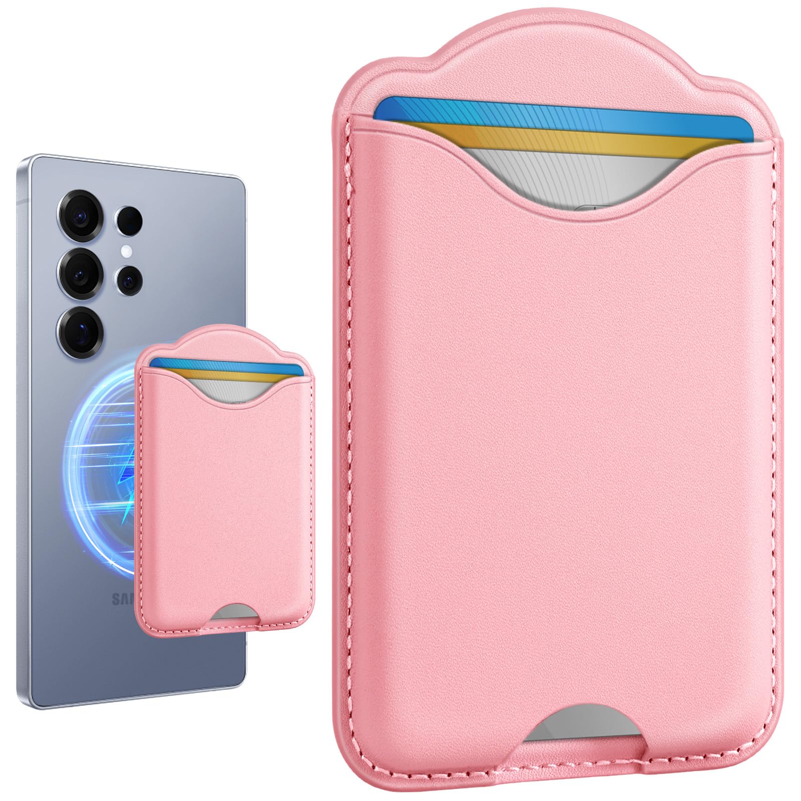 Shorogyt Compatible with Magsafe Wallet Magnetic Card Holder Phone Wallet  for Samsung Galaxy S25 Series, for iPhone 16/15/14/13/12 Series for Women