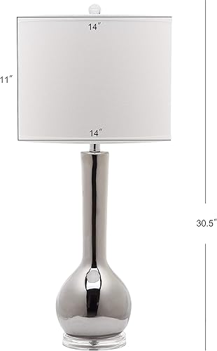 Miniatura 3 de SAFAVIEH Lighting Collection Mae - Lámpara de mesa moderna y contemporánea de cerámica plateada de 31 pulgadas para dormitorio, sala de estar,