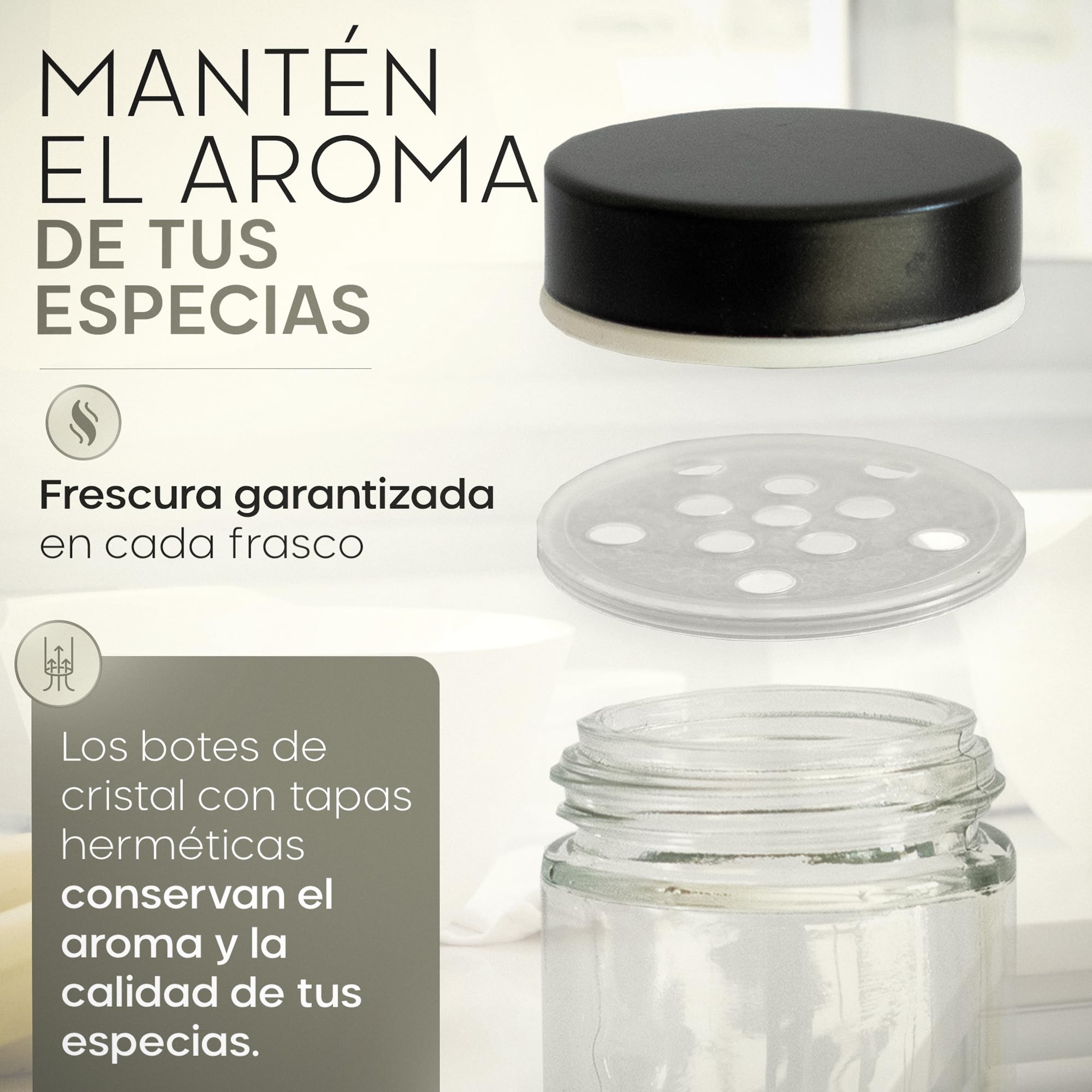 Présentoir à épices rotatif à 360 °, organiseur de cuisine noir compact avec 16 bocaux en verre hermétiques, étiquettes réutilisables, économie d'espace comptoir élégant moderne, rotation