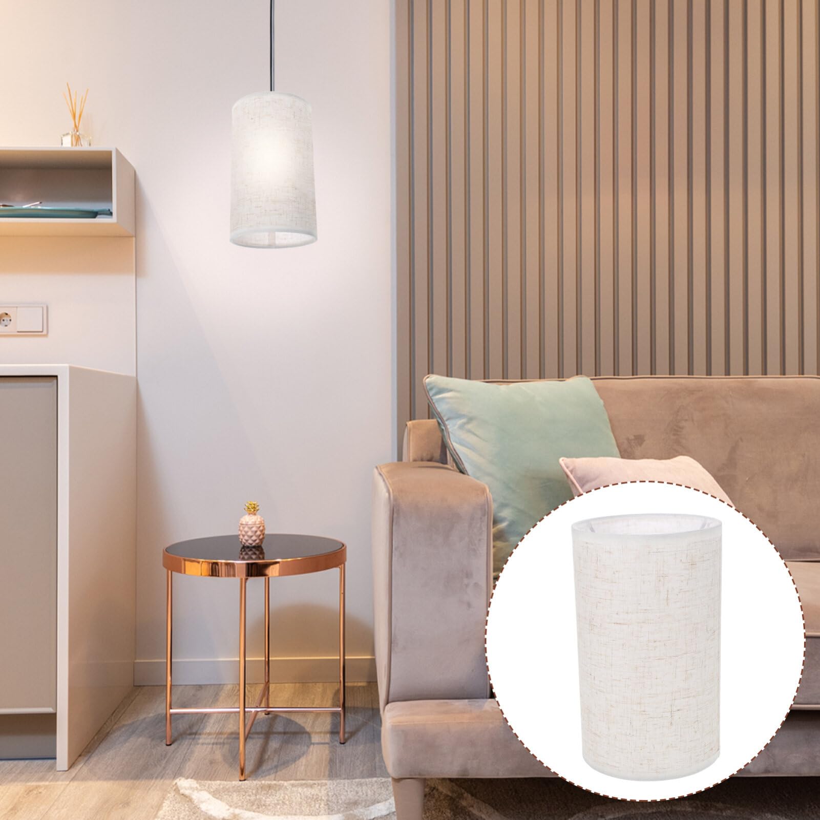 OSALADI Mały abażur cylindryczny gwint E27 lniany materiał osłona lampy bęben abażur 7,87 x 4,72 cala do lamp stołowych i stojących oświetlenie wewnętrzne