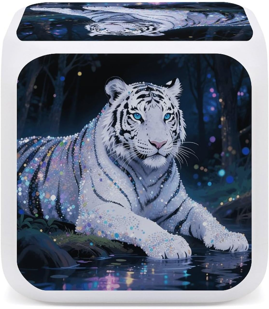 Night Light Alarm Clock, 7 Color Changing, White Tiger image 5