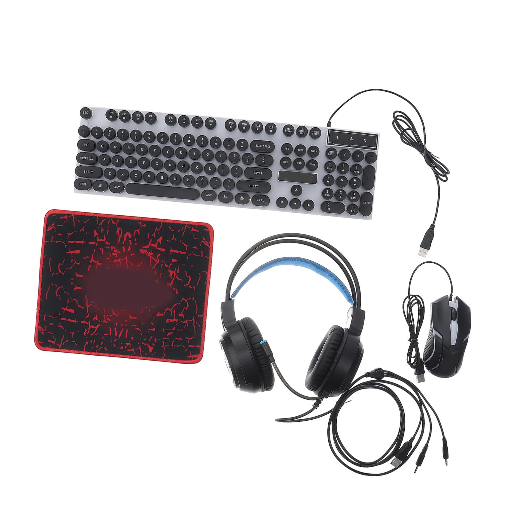 DOITOOL Conjunto De Teclado y Ratón Retroiluminación para Jugadores Incluye Auriculares y Alfombrilla para Ratón para Gaming y Trabajo Casa