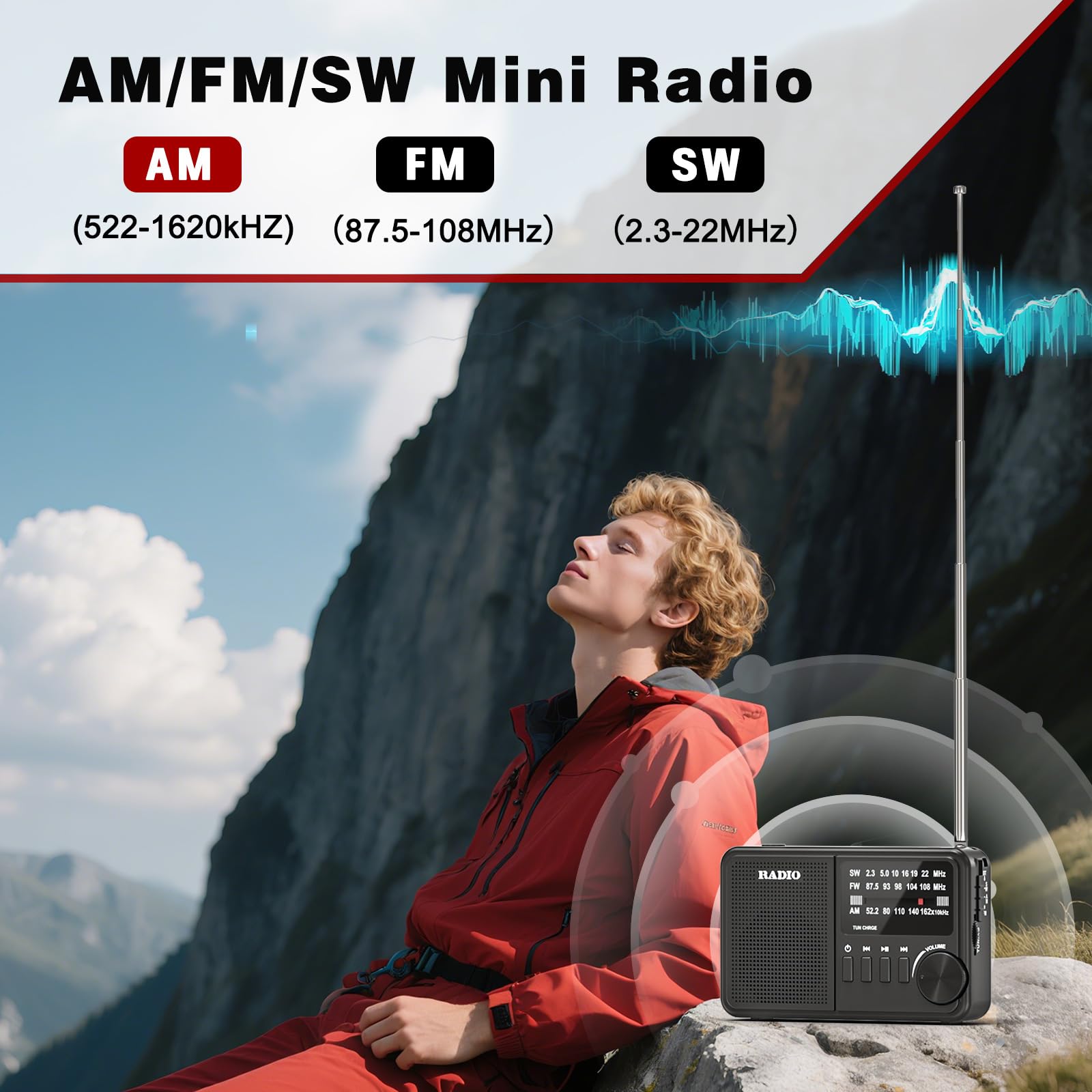 Mini Radio, Radios Portatile AM/FM/SW, Radio Alimentata a Rete e a Batteria, Adatta per il Jogging, le Passeggiate Nel Parco