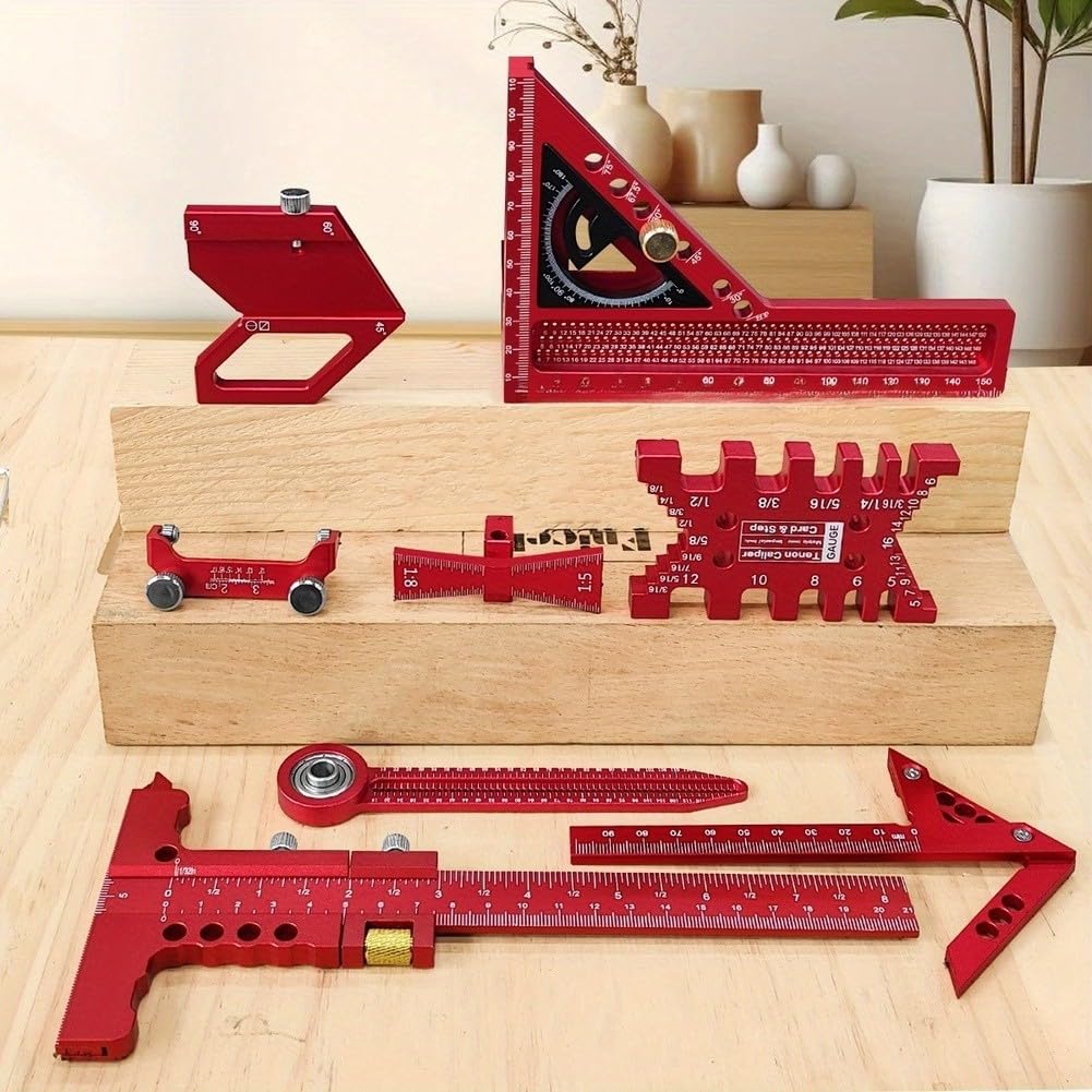 Kit d'outils de précision 29 cm en aluminium rouge (ensemble de 6 pièces)
