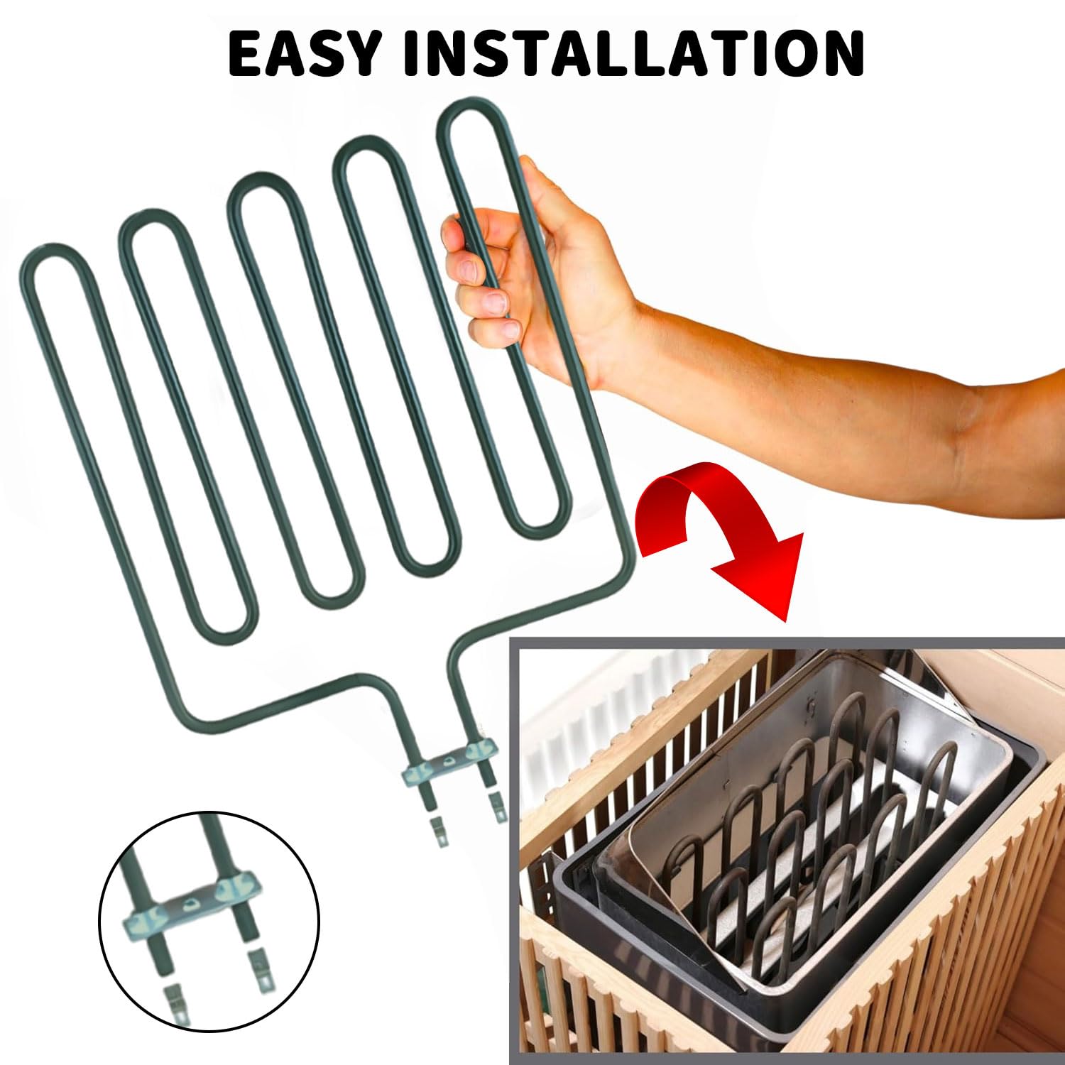 2PCS Varilla Calefactora 3000 W para Estufa de Sauna, Elemento Calefactor de Sauna, Elemento para Estufas de Sauna Acero Inoxidable, para Saunas, Clubes, Spas, Hoteles