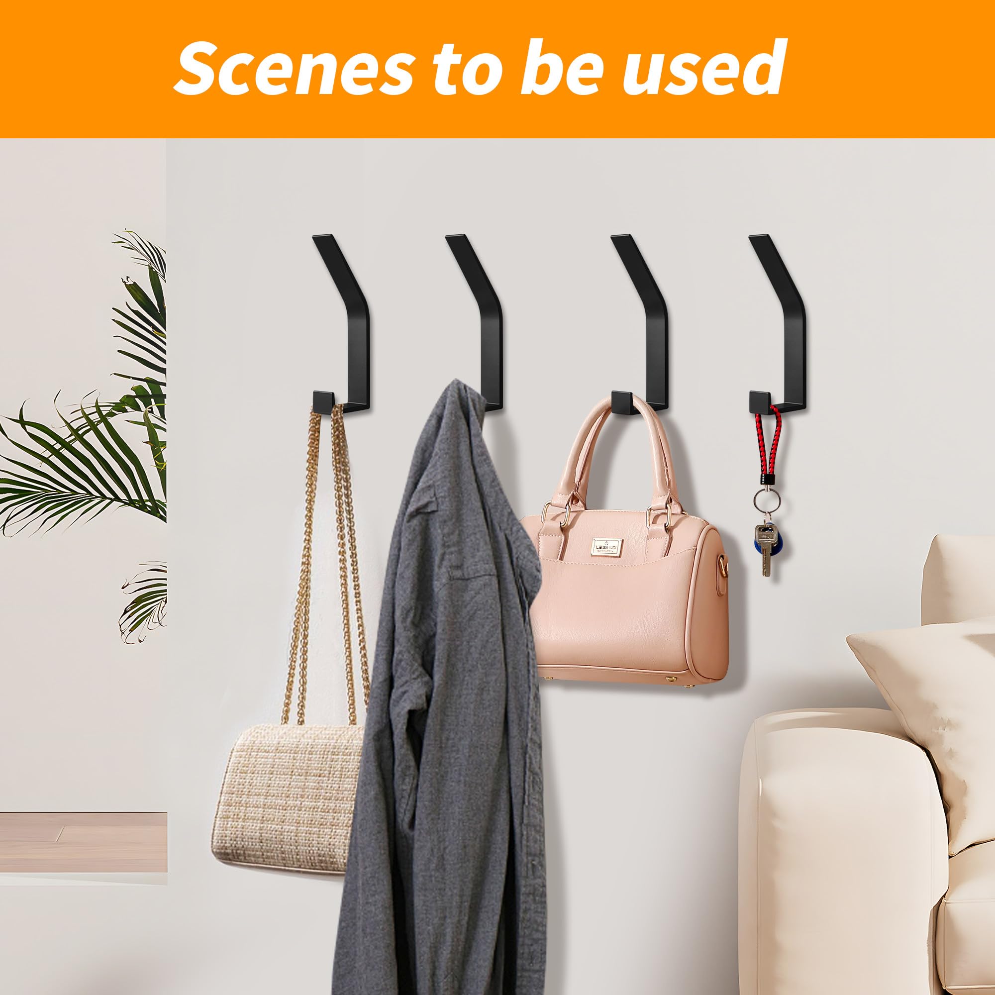 Ganci Appendiabiti Da Parete - 6 Pezzi In Alluminio, Design Doppio Gancio, Per Interni