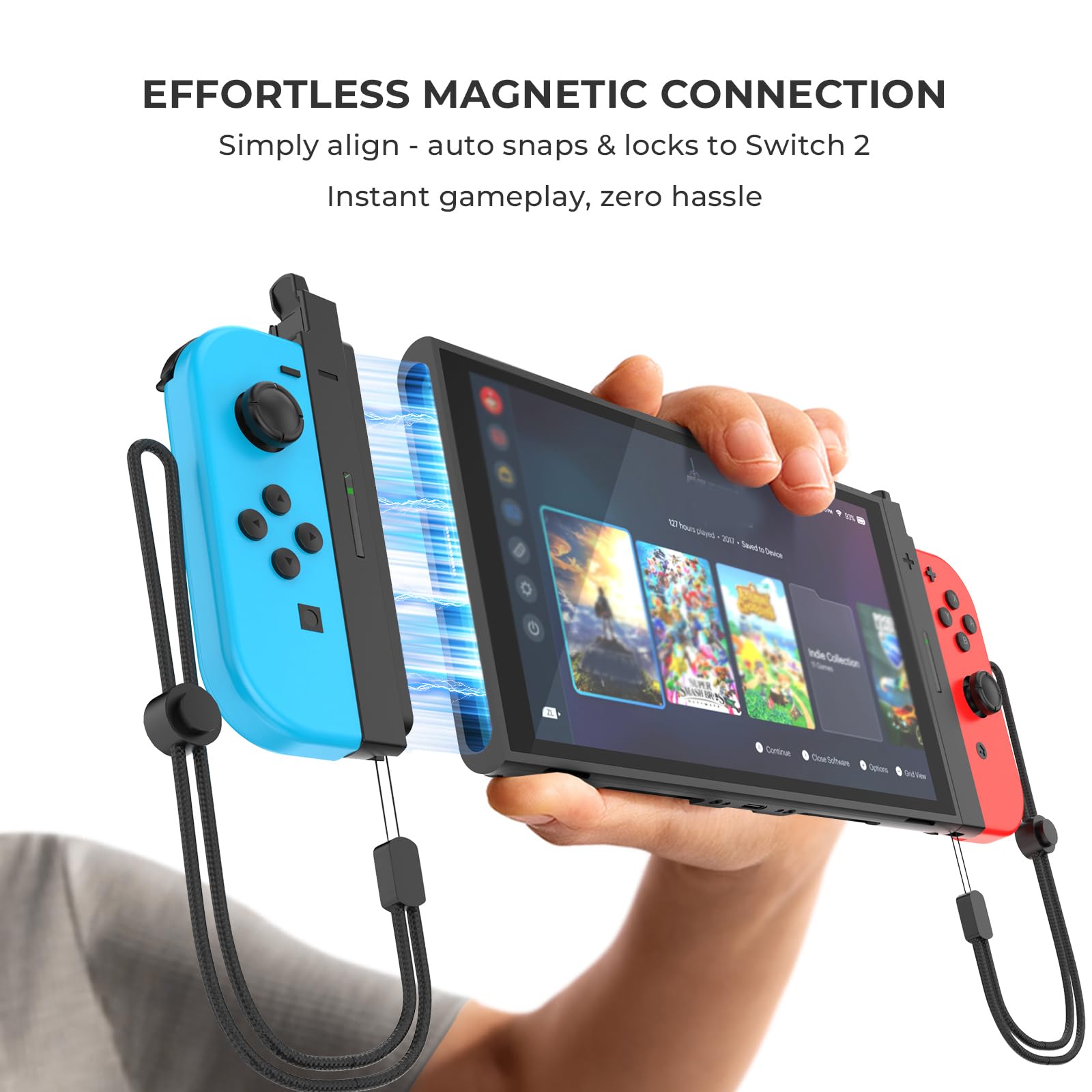 Genérico Adaptador convertidor de mando para Switch Joy-Con a Switch 2, conector magnético mando de para Switch 2 con correa para la muñeca