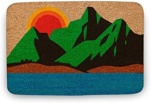 Paisaje, paisaje de montaña, decoración de puerta delantera, decoración de primavera, tapete de pintura de paisaje, decoración de granja, decoración