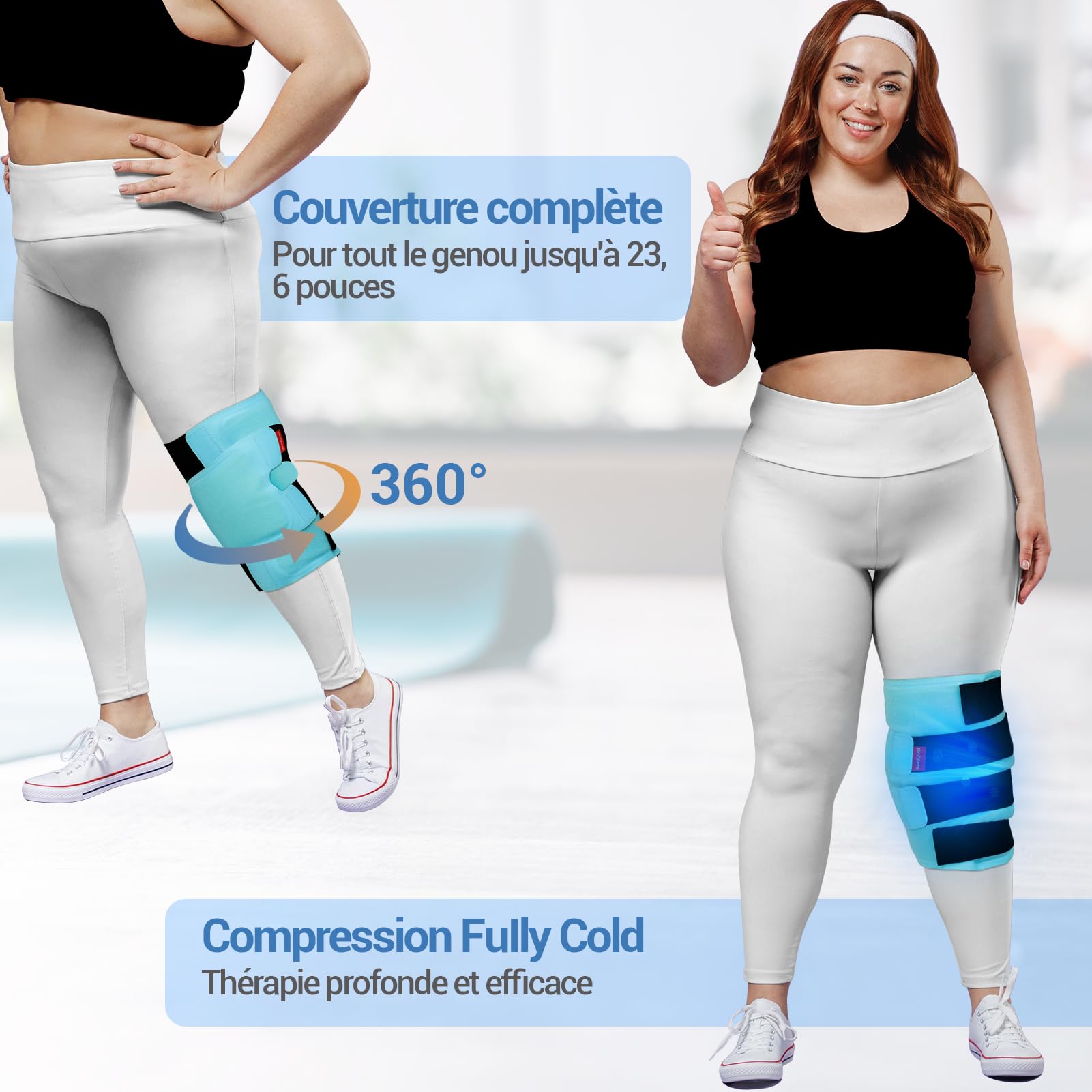 Comfytemp Grande Poche de Glace pour Genou Réutilisable, Thérapie par Compresses Froides pour les Blessures, Soulagement de la douleur, la Chirurgie de Remplacement, l'Arthrite, Gonflements, Entorses
