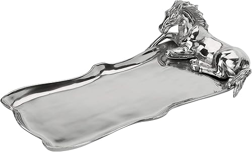 Arthur Court Designs - Bandeja rectangular de aluminio para caballos, 17.5 x 7.25 pulgadas