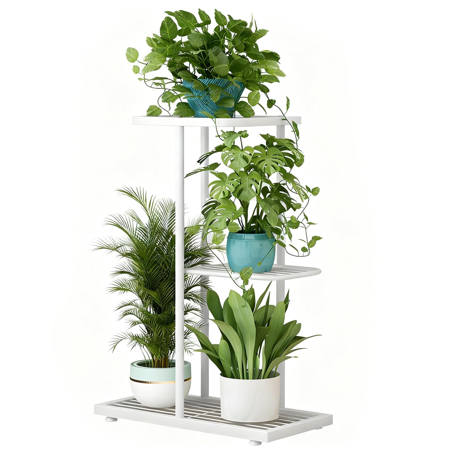 Civenhhd plant stand, flower stand, garden stand, garden stand, pot stand, indoor plant stand, multiple pot stand, flower stand storage stand (White, 3-tier)