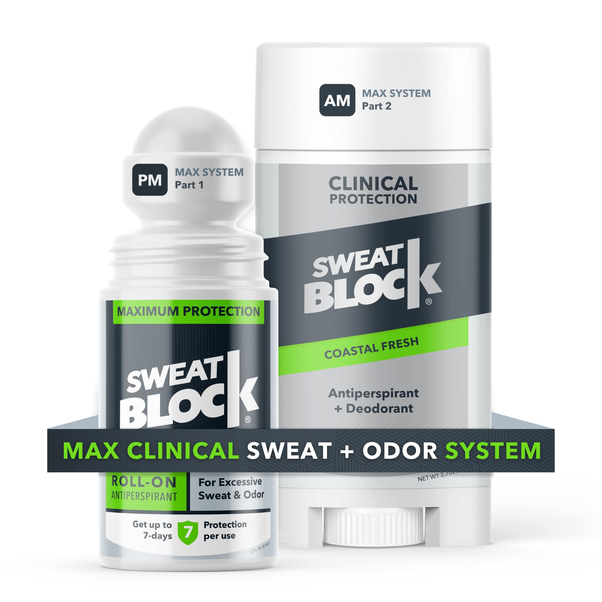 Buy SweatBlock Daily Deodorant System Max Strength 2X Defense for Men