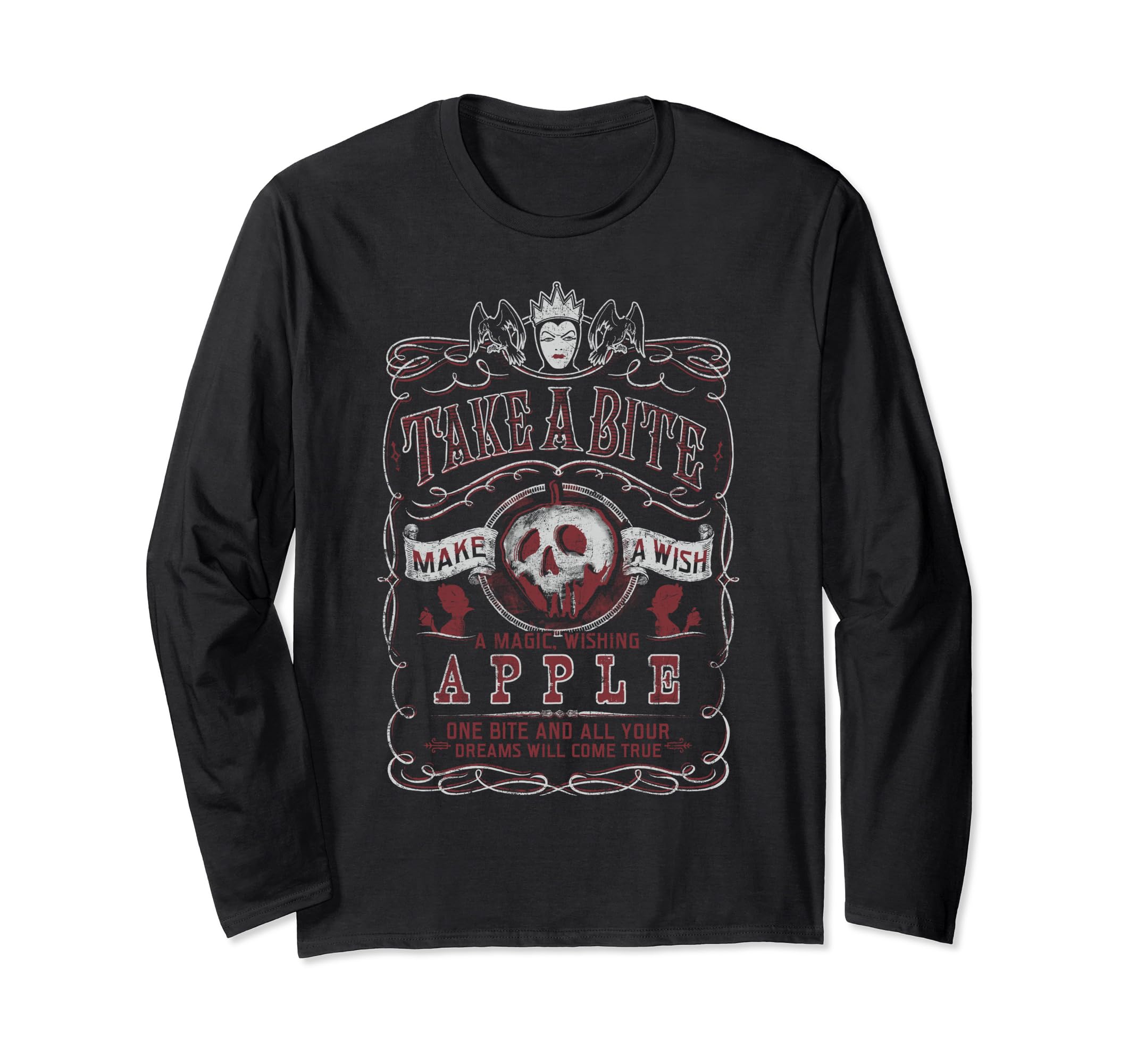 Disney Snow White Take A Bite Vintage Poster Long Sleeve T-Shirt, Black