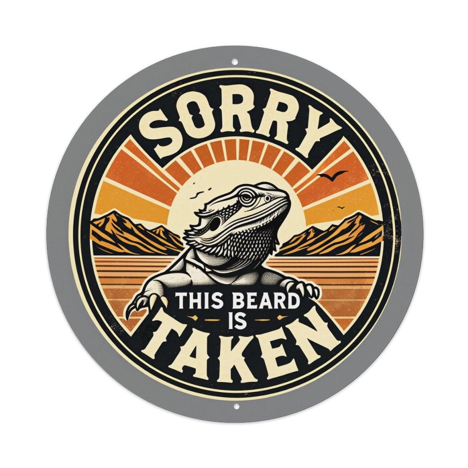 Jdfenggu Vintage Bearded Dragon Sunset Mountains Text Retro Metal Tin Sign, Metal Poster For Bar, Home, Man Cave, Kitchen, Laundry Room Art Decor 8X8 Inch