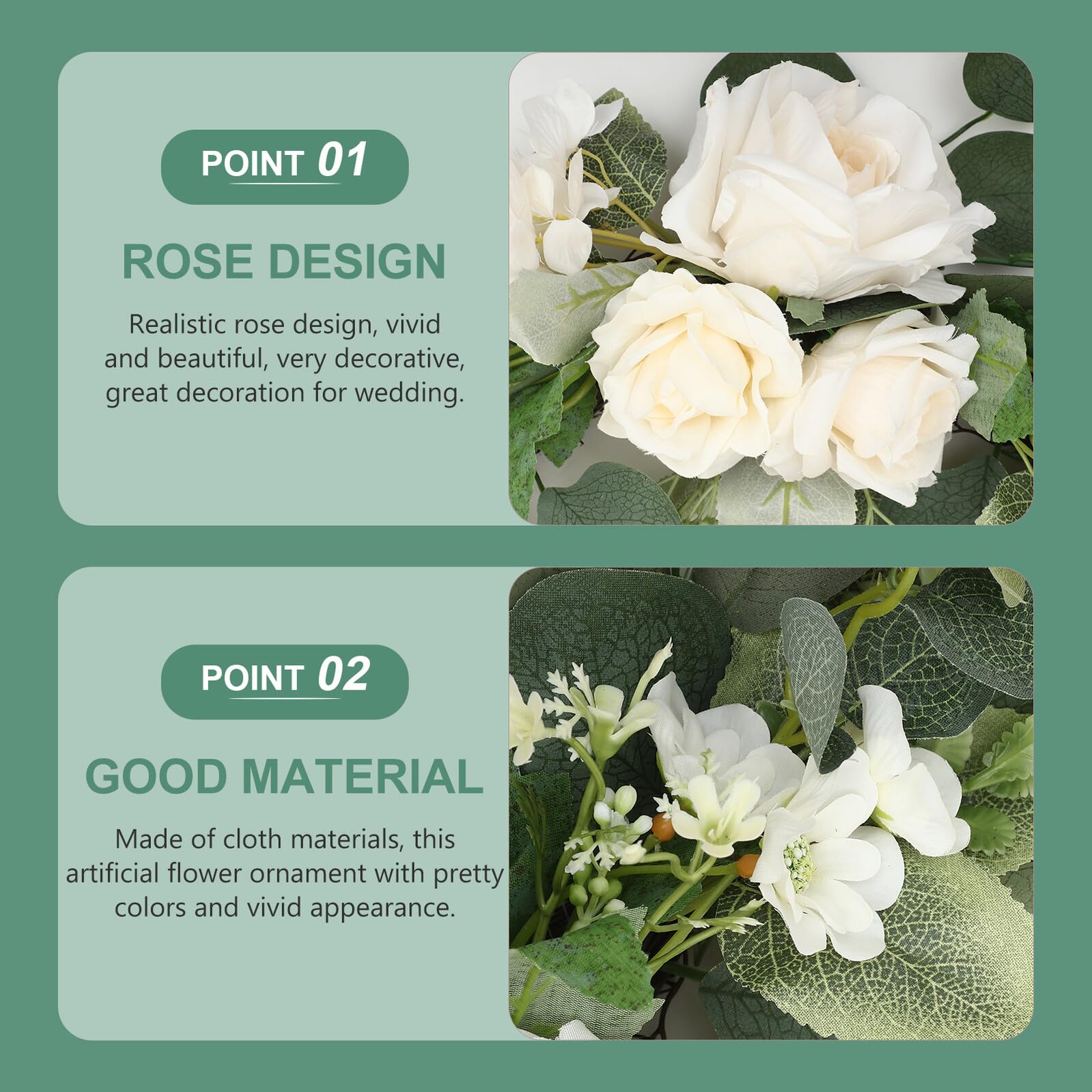 TOYANDONA Künstliche Rosenblumengirlande mit Grünen Blättern Wasserfeste Willkommensschilder Blumendekoration für Hochzeitsbögen und Selbstgemacht Romantik
