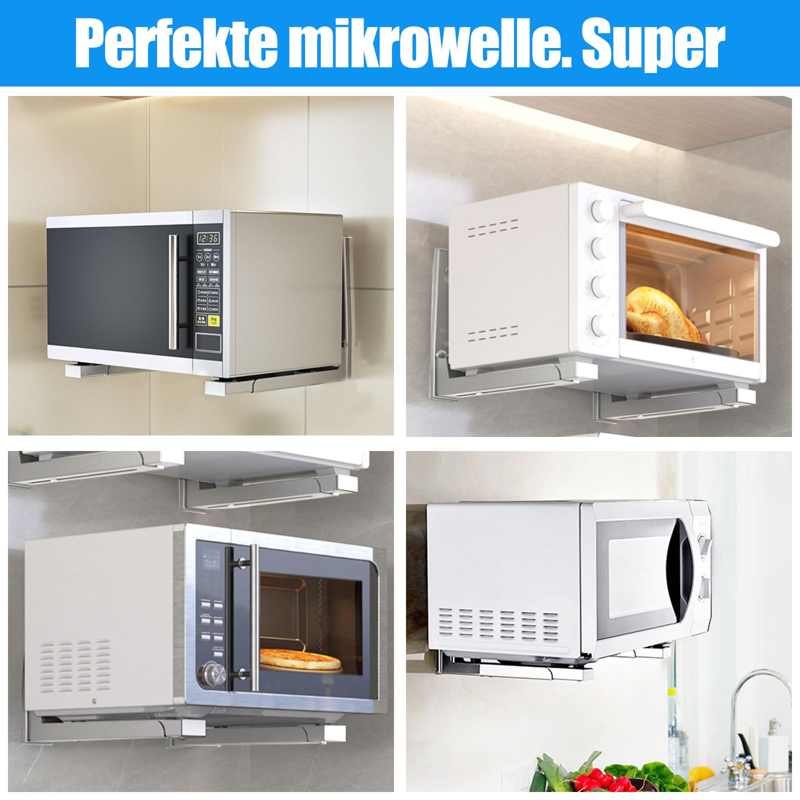 Supporti Per Microonde Da Parete | 2 Pezzi In Acciaio Inox | Con Viti E Gommini - Foto 11