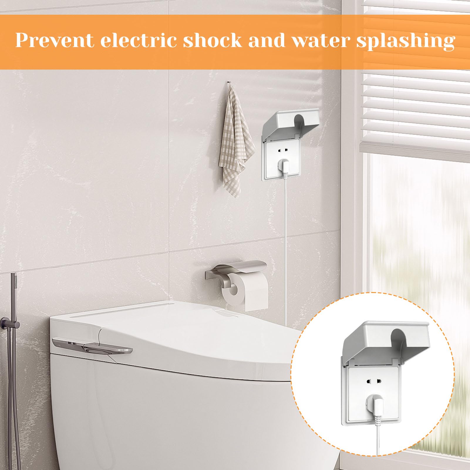 2Pcs Socket Cover Box,Plug Socket Cover,Single Socket Cover,Plug Socket Covers UK,Waterproof Splash Plugs Guard Covers for Home Baby Pet Safety(White + Transparent) - Image 4