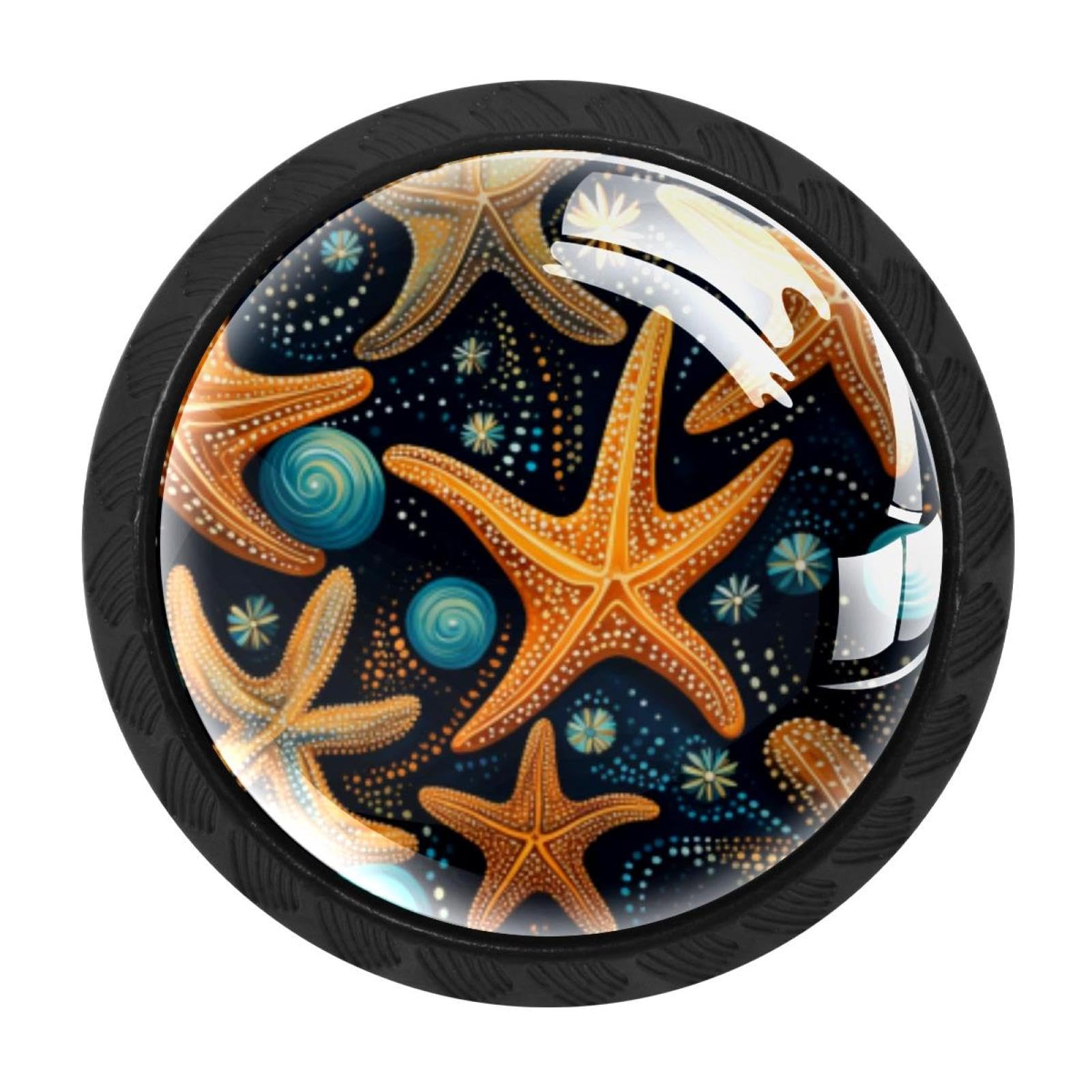 Chenzzzz Multicolored 20 4 Pcs Starfish Cabinet Knobs Crystal Drawer Pulls For Kitchen, Bathroom Cabinet, Dresser And Cupboard