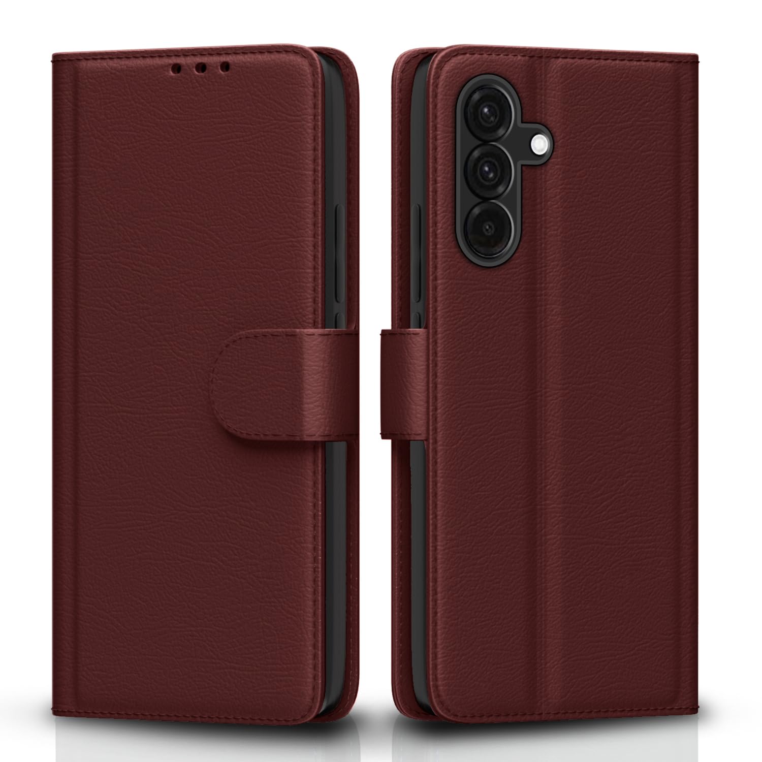 Pikkme Flip Cover Leather Finish | Inside TPU with Card Pockets | Wallet Stand and Shock Proof | Complete Protection Flip Case for Samsung Galaxy A56 5G(Brown)