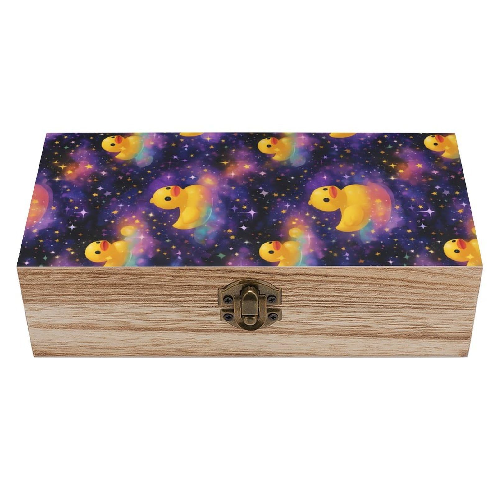 HLBSDM Bright Star Rubber Yellow Duck Wooden Storage Vintage Keepsake Decorative Boxs